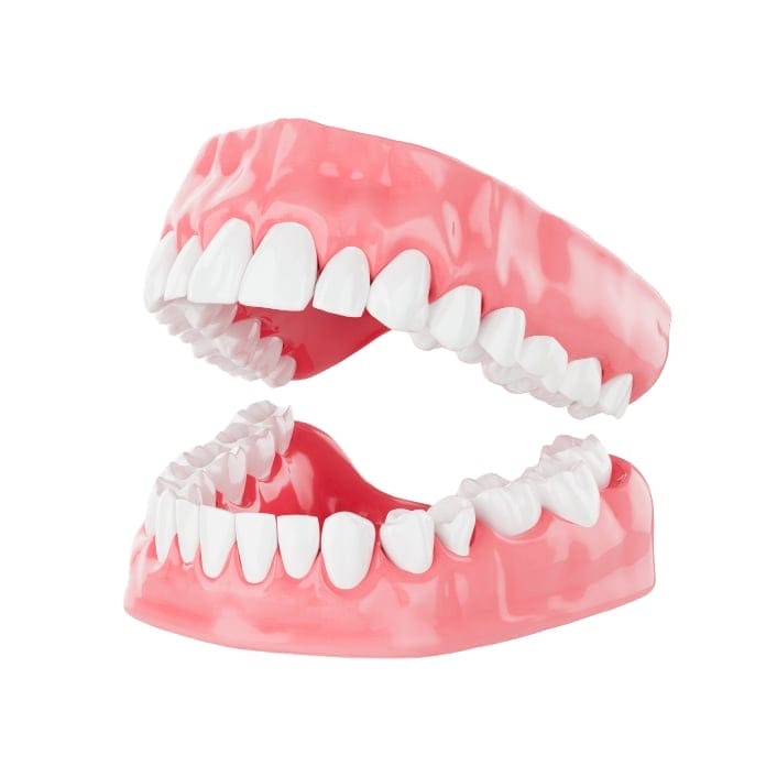 3D rendering of a full set of upper and lower dentures
